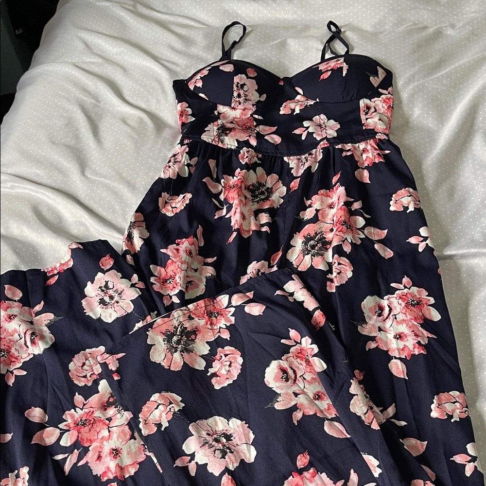 Band of Gypsies Navy Floral Sundress Jumpsuit